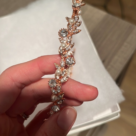 Rose gold jeweled headband bridal, worn once! main image 4